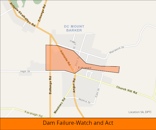This Dam Failure Watch and Act message is issued Echunga